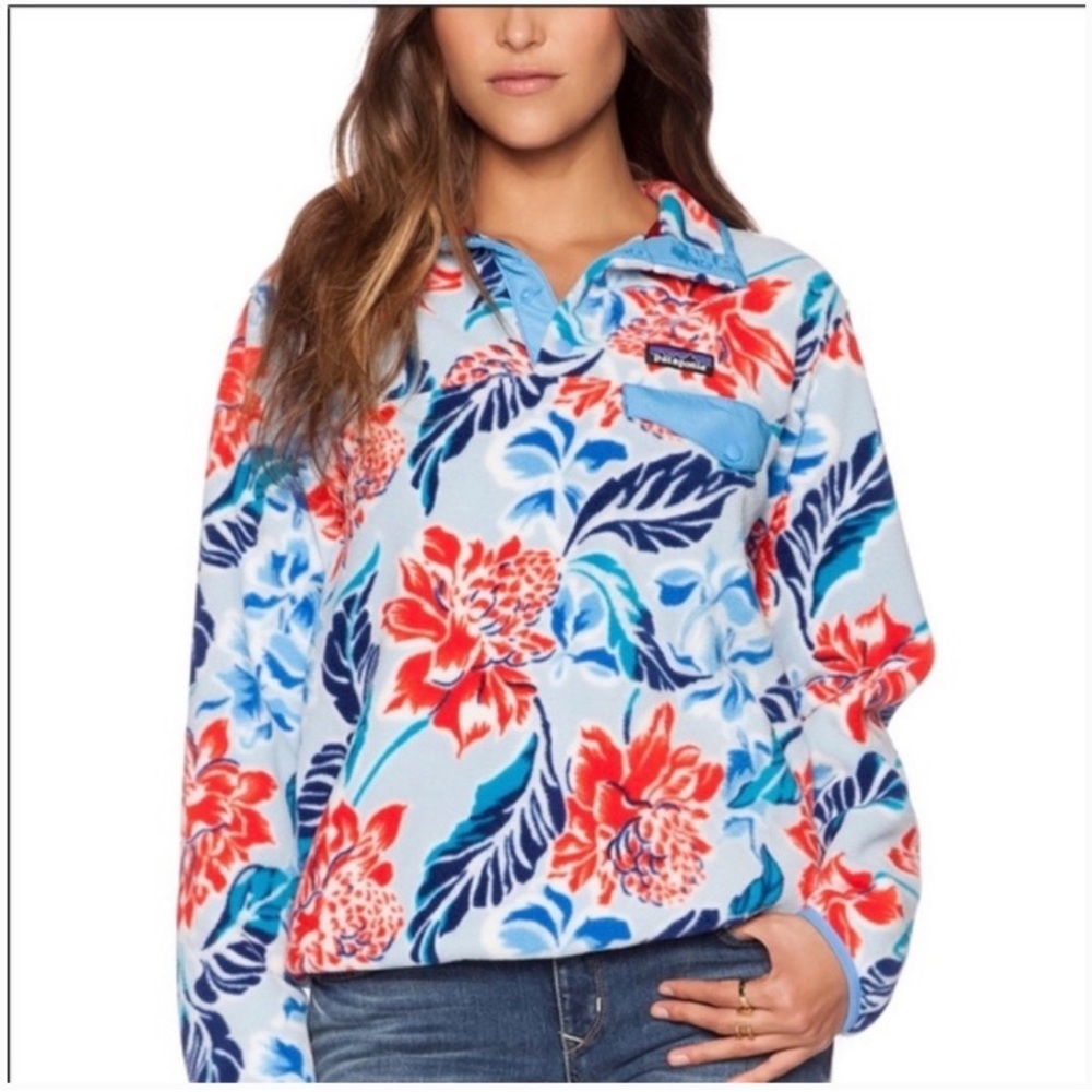 Patagonia‎ Floral Snap T Synchilla Pullover Sweater Size Small Women’s